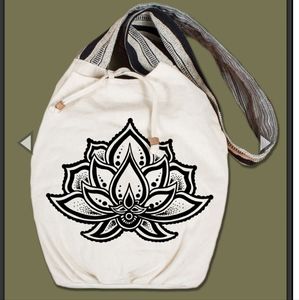 Lotus Flower Canvas Boho Bag